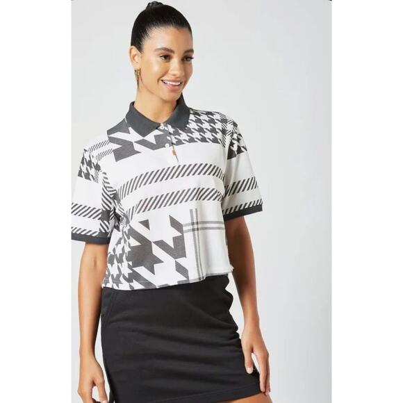 NWT Nike Dri-Fit Women's Houndstooth Plaid Golf Polo Oversized Crop Size 2XL - Picture 1 of 8